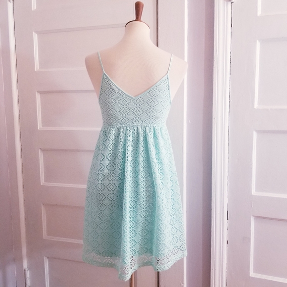 Express Lace Mint Green Babydoll Dress, Size S - Picture 4 of 12